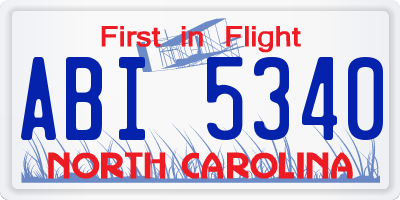 NC license plate ABI5340