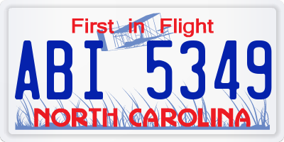 NC license plate ABI5349