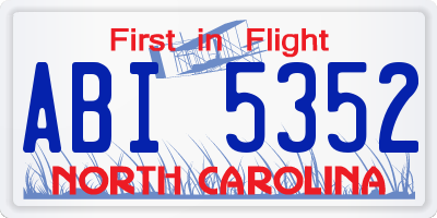 NC license plate ABI5352