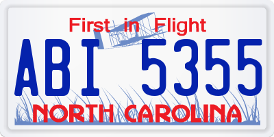 NC license plate ABI5355