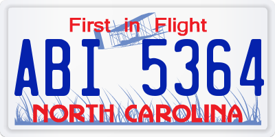 NC license plate ABI5364