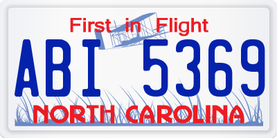 NC license plate ABI5369