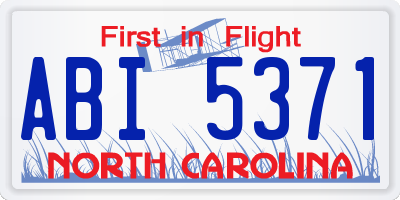 NC license plate ABI5371