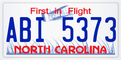 NC license plate ABI5373