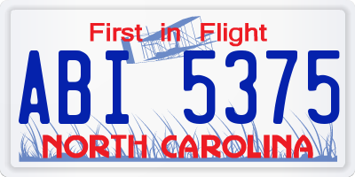 NC license plate ABI5375