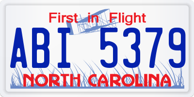 NC license plate ABI5379