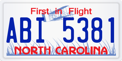 NC license plate ABI5381