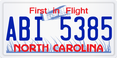NC license plate ABI5385