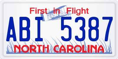 NC license plate ABI5387