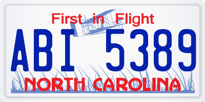 NC license plate ABI5389