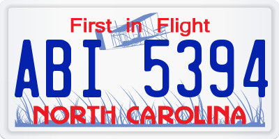 NC license plate ABI5394
