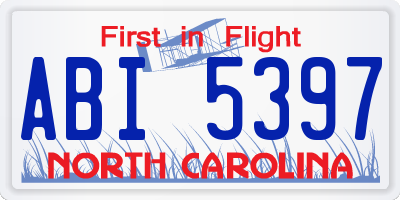 NC license plate ABI5397