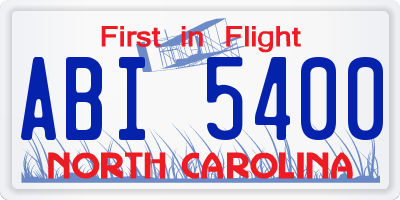 NC license plate ABI5400