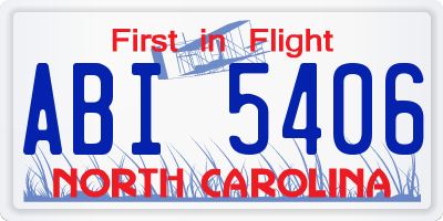 NC license plate ABI5406