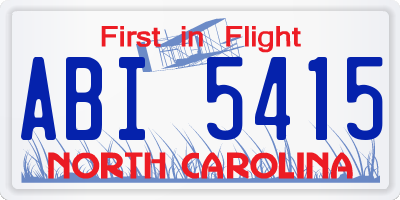 NC license plate ABI5415