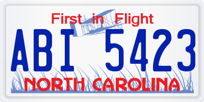 NC license plate ABI5423