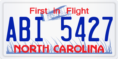 NC license plate ABI5427