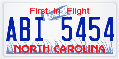 NC license plate ABI5454