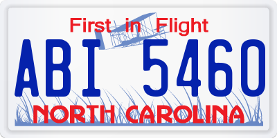NC license plate ABI5460