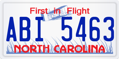 NC license plate ABI5463