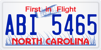 NC license plate ABI5465