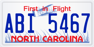 NC license plate ABI5467