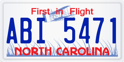 NC license plate ABI5471