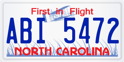 NC license plate ABI5472