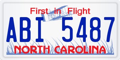 NC license plate ABI5487
