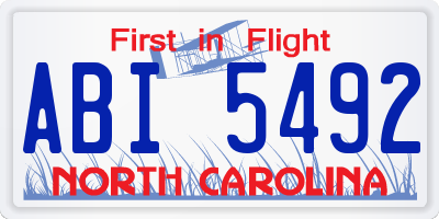 NC license plate ABI5492