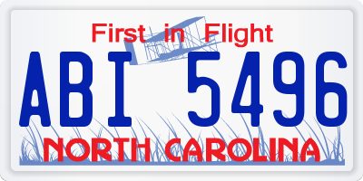 NC license plate ABI5496