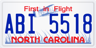 NC license plate ABI5518