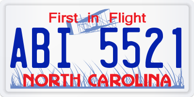 NC license plate ABI5521