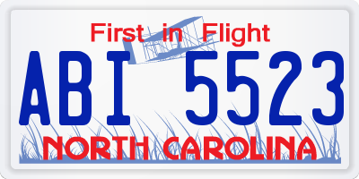 NC license plate ABI5523