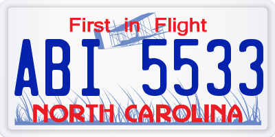 NC license plate ABI5533