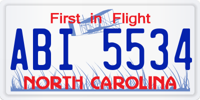 NC license plate ABI5534