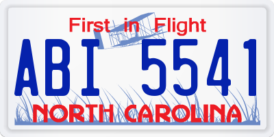 NC license plate ABI5541