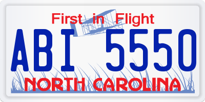 NC license plate ABI5550