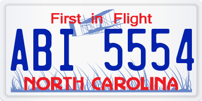NC license plate ABI5554