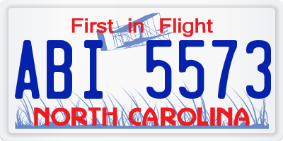 NC license plate ABI5573