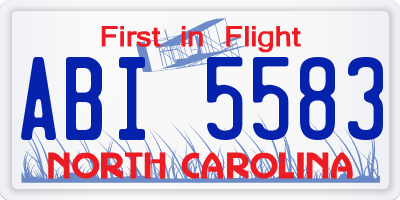 NC license plate ABI5583