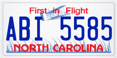 NC license plate ABI5585
