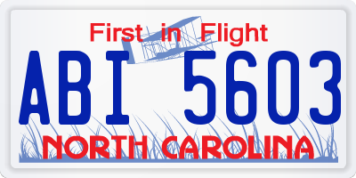 NC license plate ABI5603