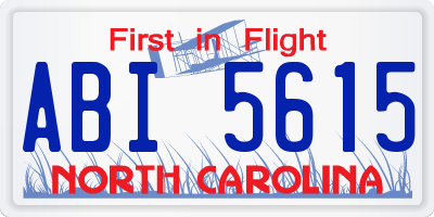 NC license plate ABI5615