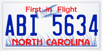 NC license plate ABI5634