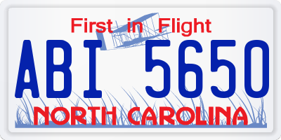 NC license plate ABI5650