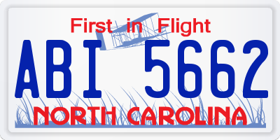 NC license plate ABI5662