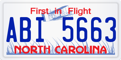 NC license plate ABI5663