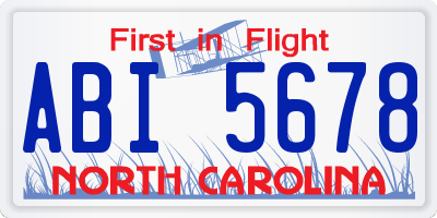 NC license plate ABI5678