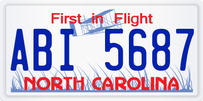 NC license plate ABI5687